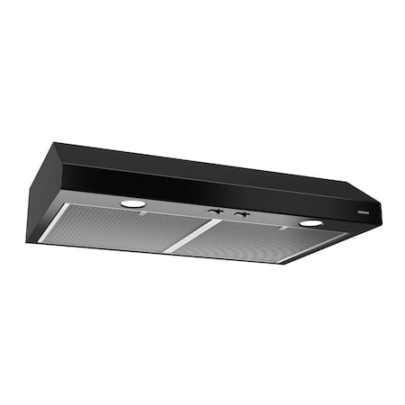 Broan-Nutone Glacier 24-Inch Under Cabinet Range Hood with 300 CFM and Halogen Lighting in Black BCSD124BL